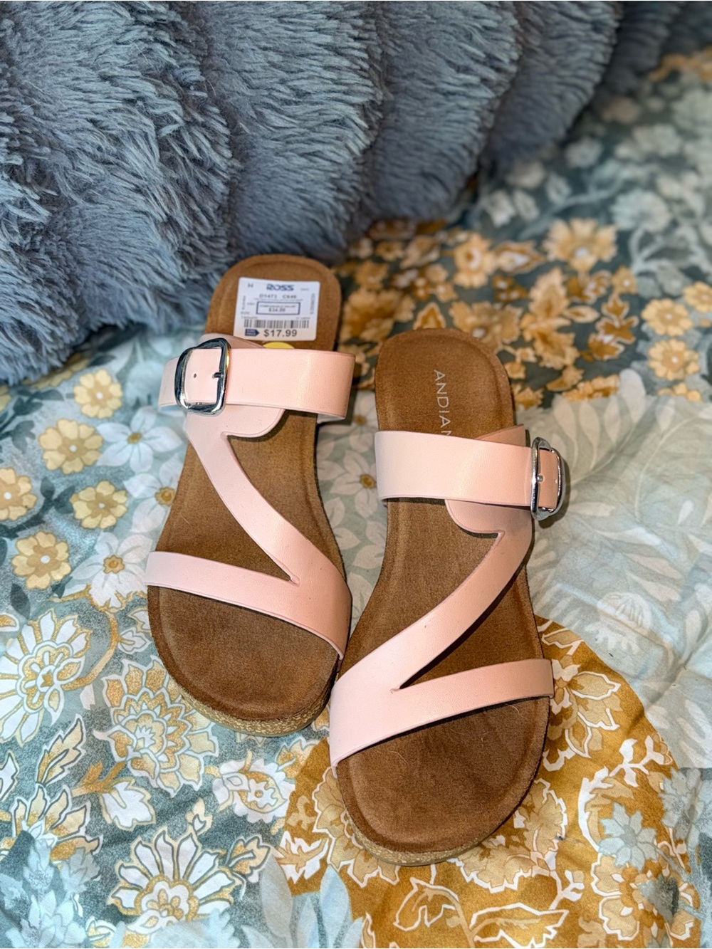Andiamo Women's Blush Slide Sandals with Buckle
